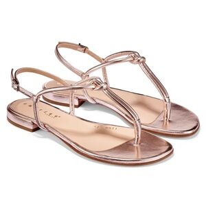 Unutzer Delia Nappa Leather Knot Sandal. Rose Gold. Size 41